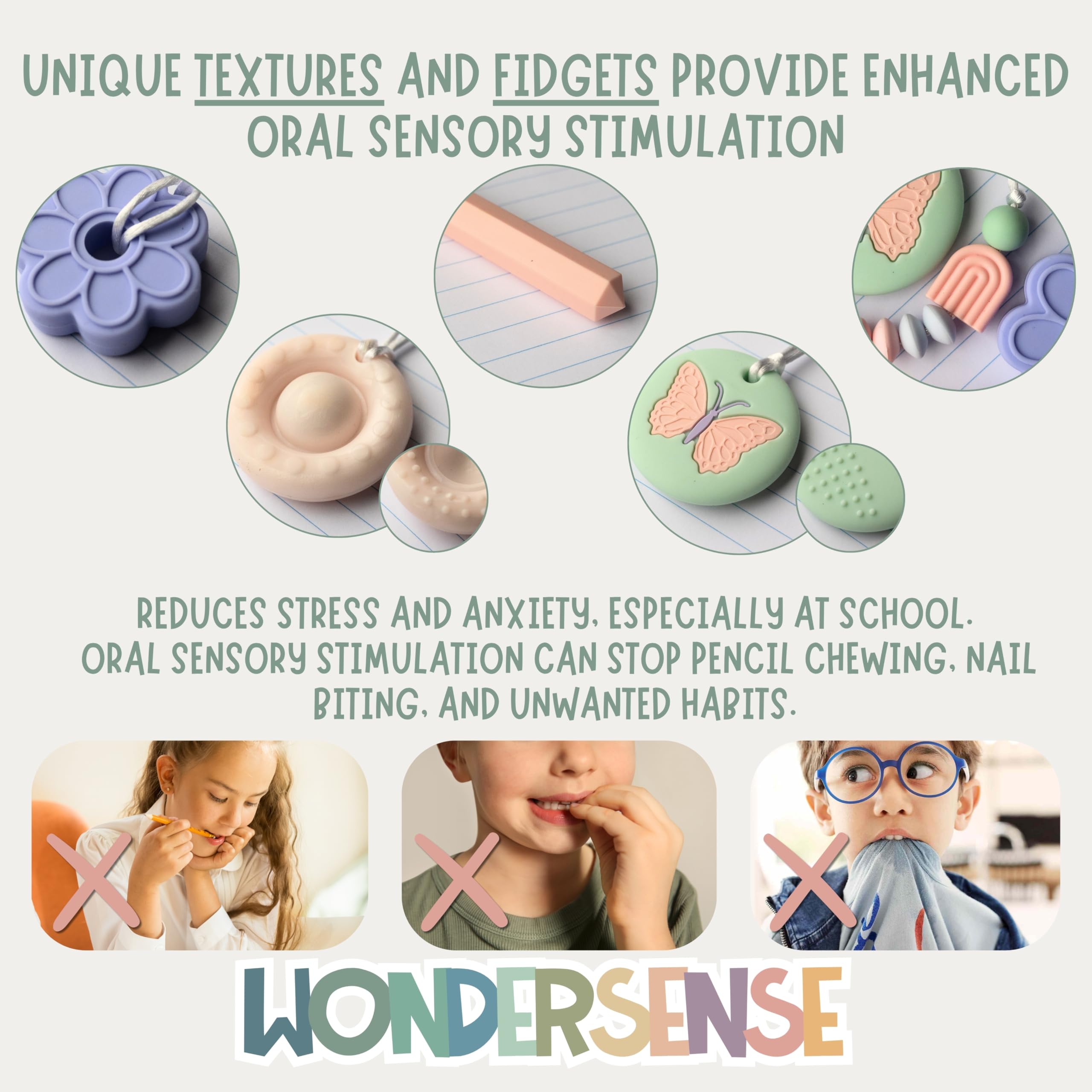 Wonder Sense empaquetado y etiqueta con materiales seguros indicados
