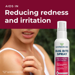 Wondercide uso en piel en mano aplicando spray para alivio inmediato