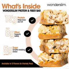 Wonderslim barrita en mano lista para consumir y controlar el hambre