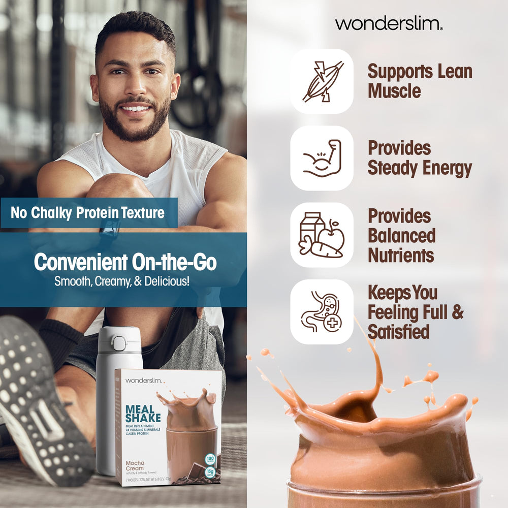 WonderSlim batido cremoso en vaso que muestra textura suave y apetecible