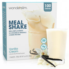 WonderSlim empaque frontal Vainilla Cream mostrando conveniencia