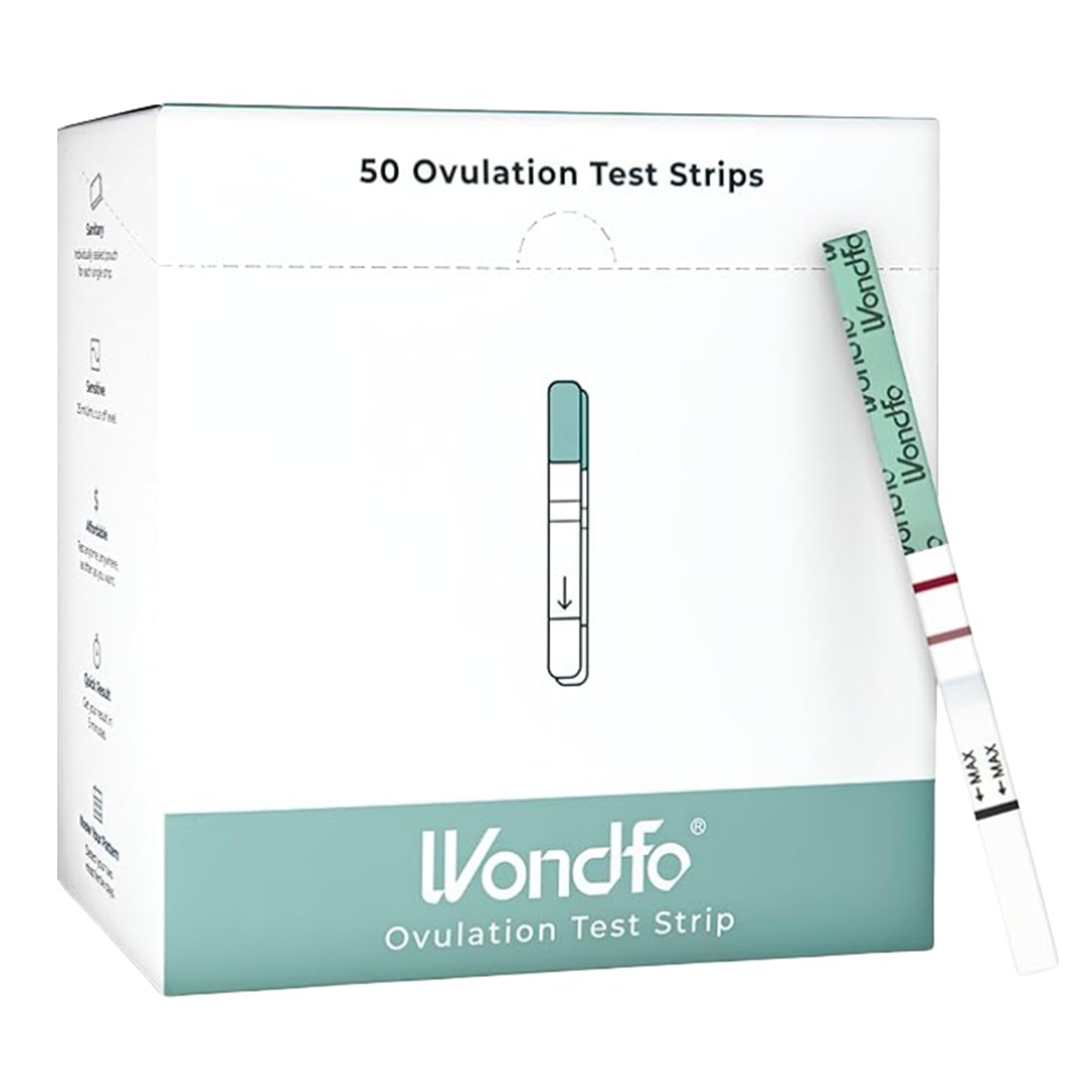 Wondfo empaque frontal con 50 tiras, ahorro y conveniencia