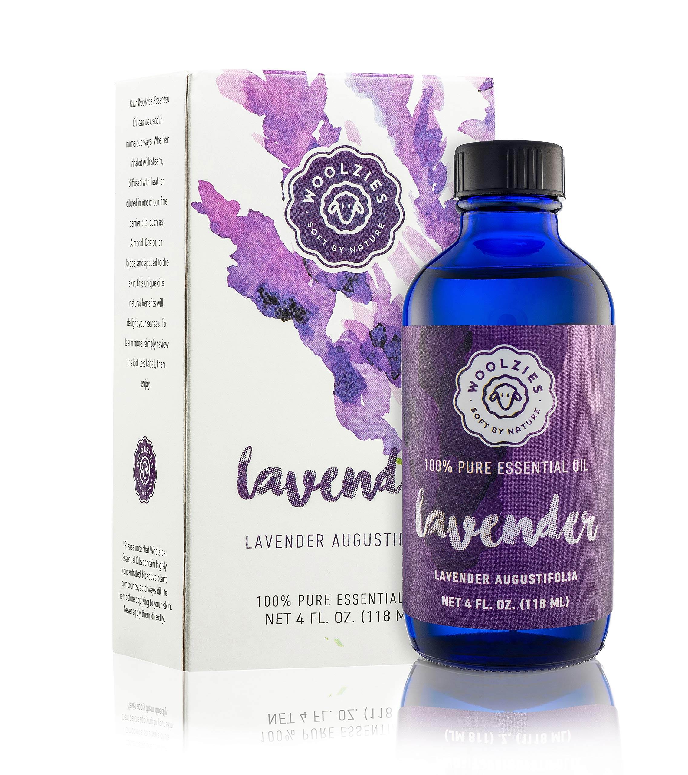 Woolzies envase frontal de lavanda mostrando etiqueta y volumen, fragancia natural
