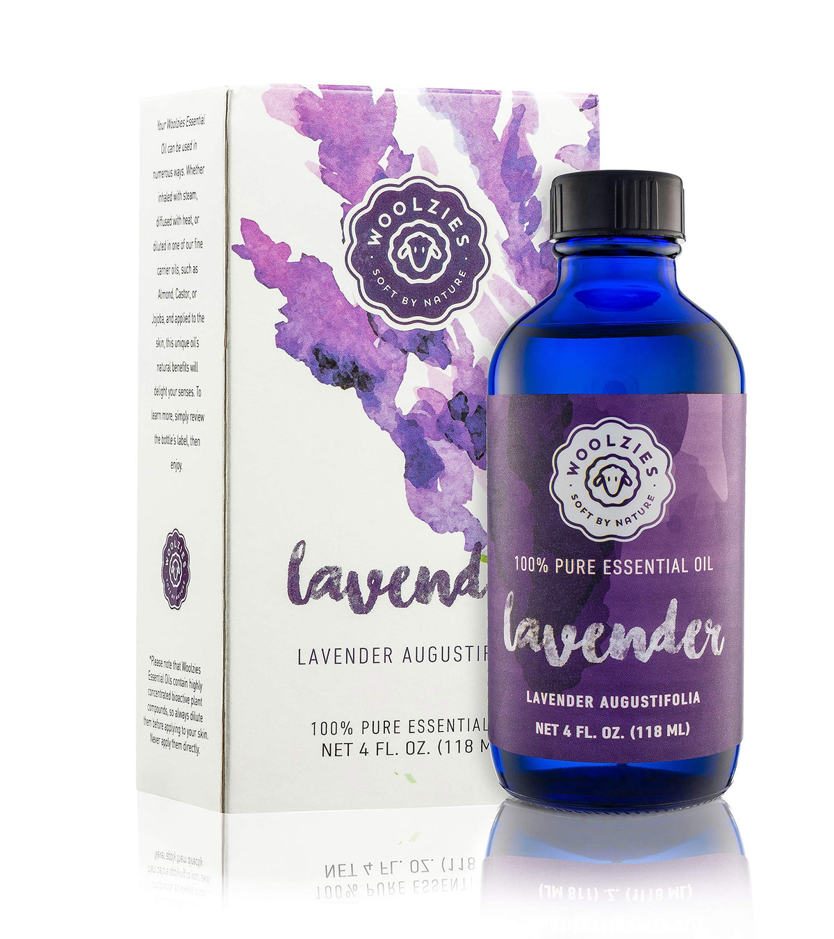 Woolzies envase frontal de lavanda mostrando etiqueta y volumen, fragancia natural