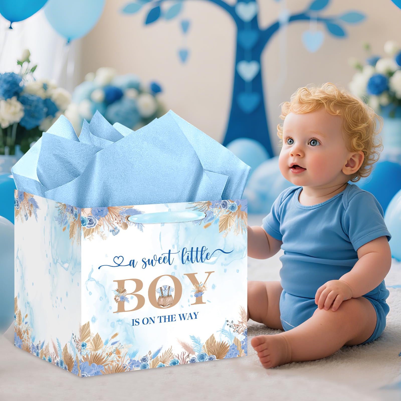 Woosytoo bolsa en mesa de baby shower aportando decoración fácil