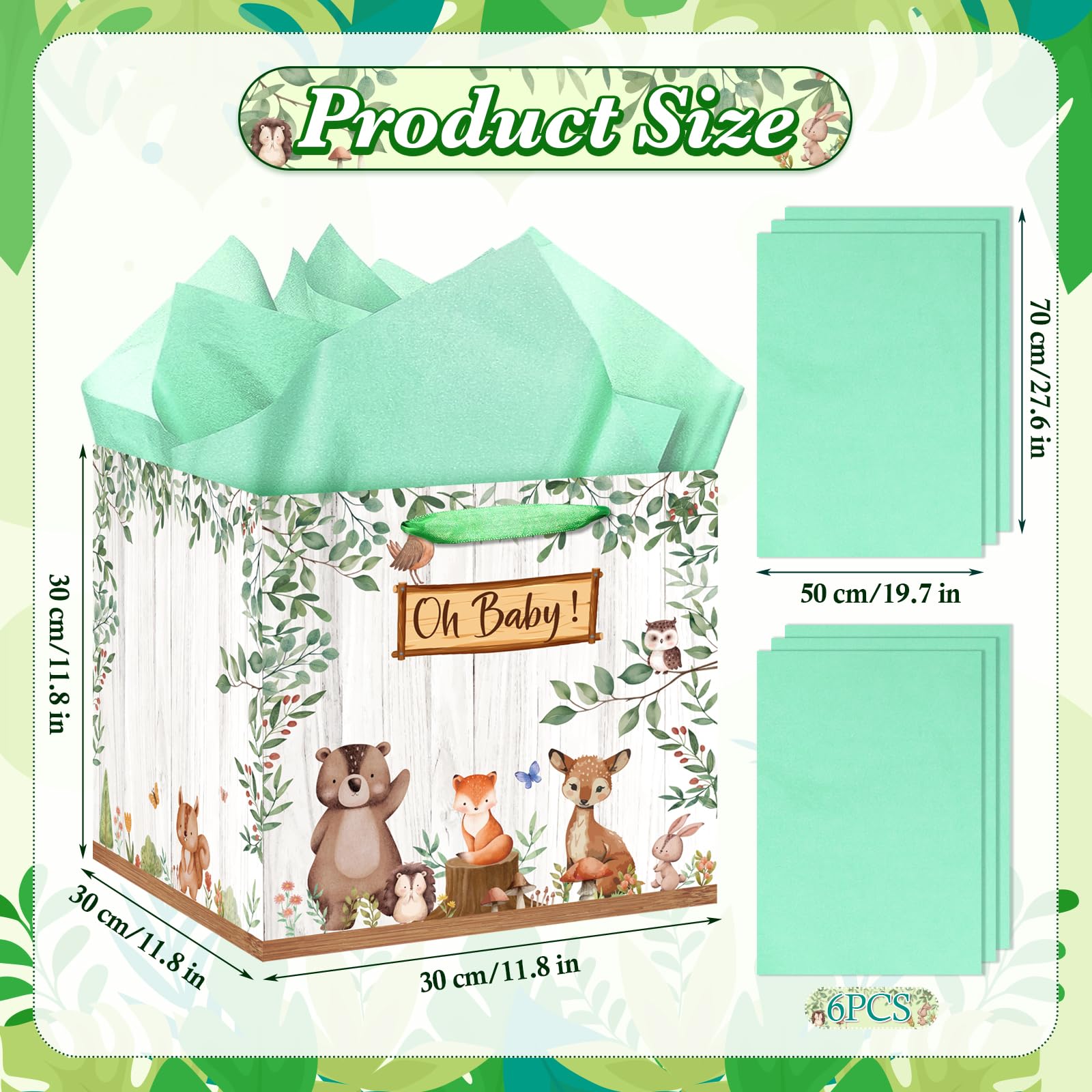 Woosytoo diseño con animales del bosque y mensaje Oh Baby para presentación festiva