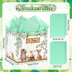 Woosytoo diseño con animales del bosque y mensaje Oh Baby para presentación festiva