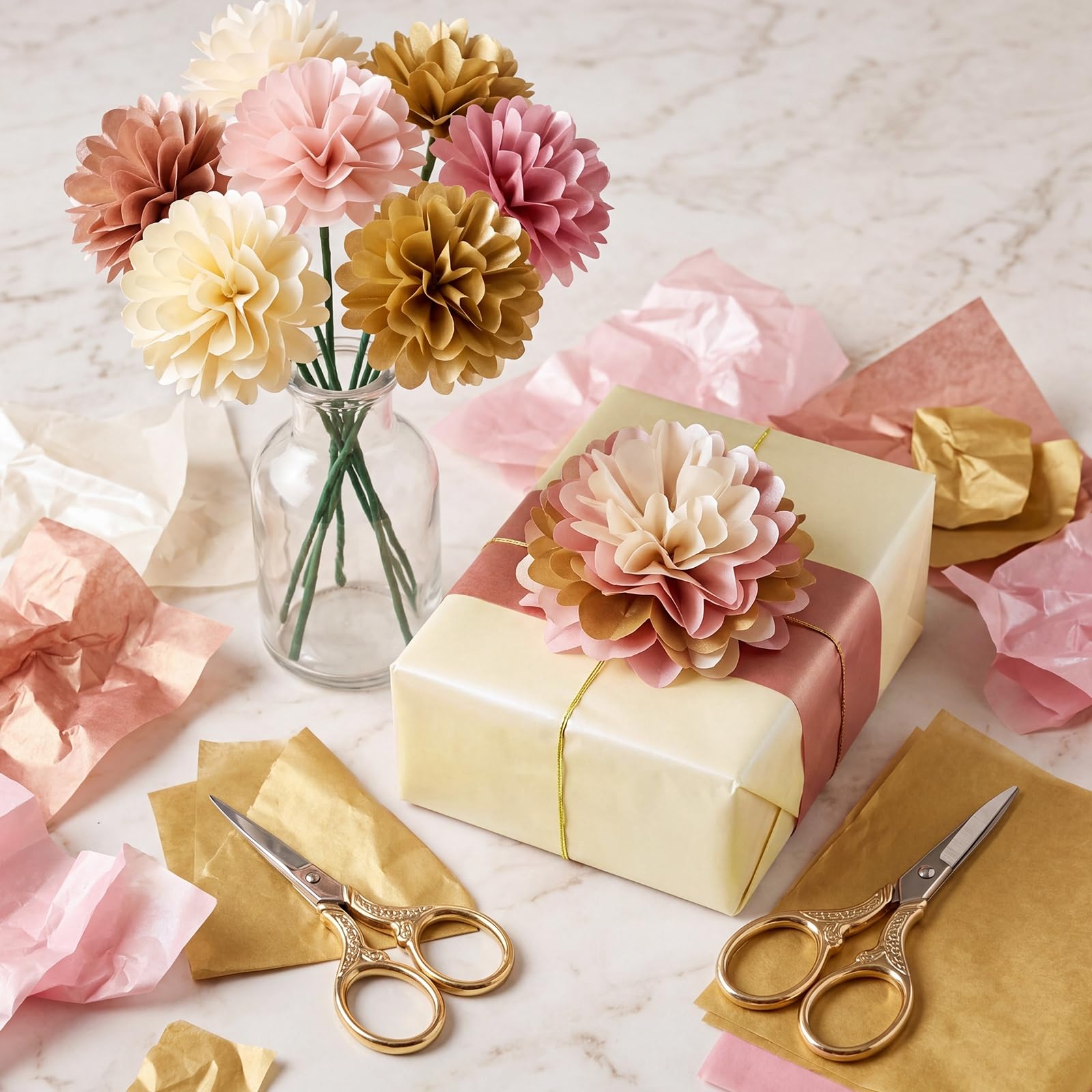 woric decoración de fiesta con papel seda rosa dorado para ambiente festivo