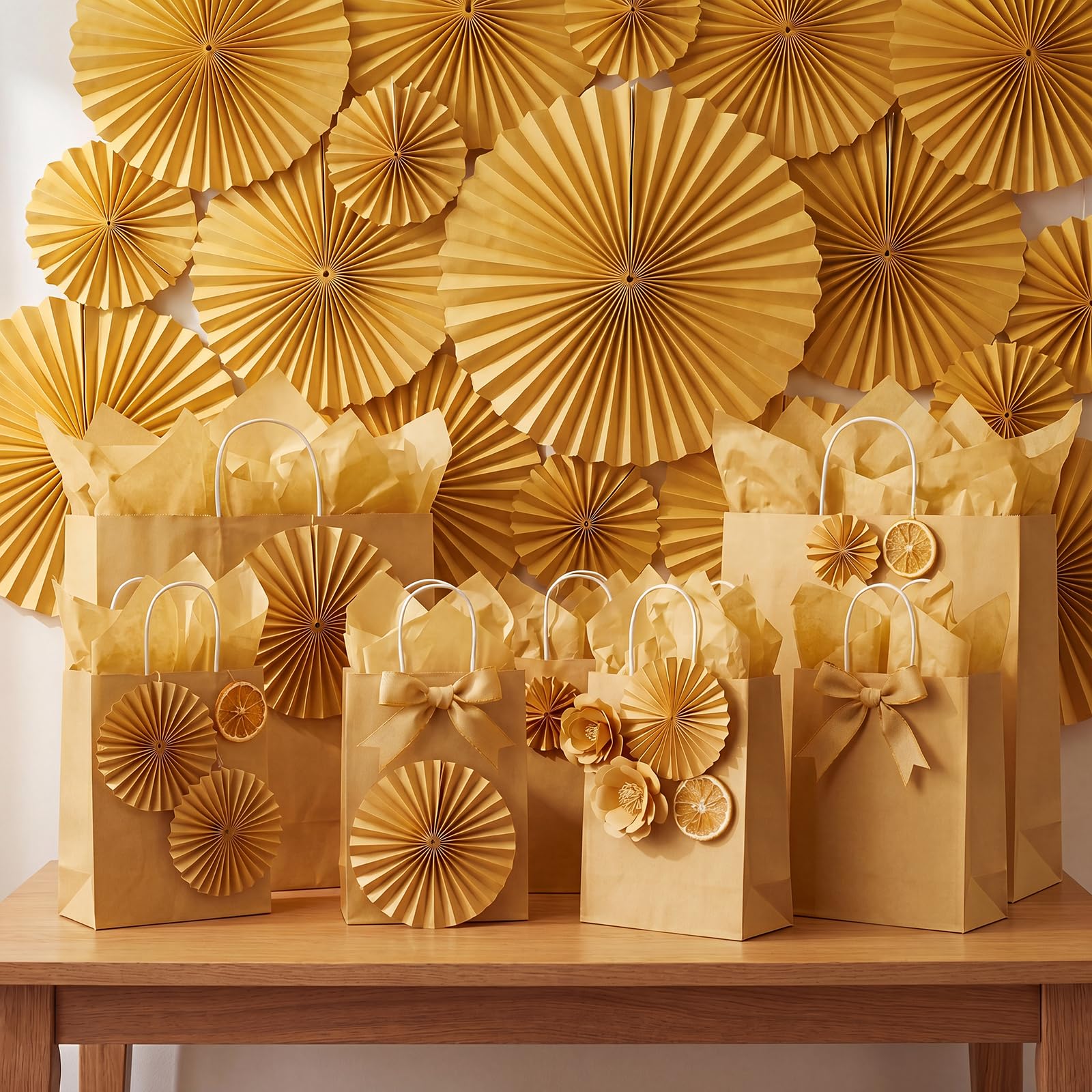 woric decoración de mesa con papel dorado, aporta elegancia festiva
