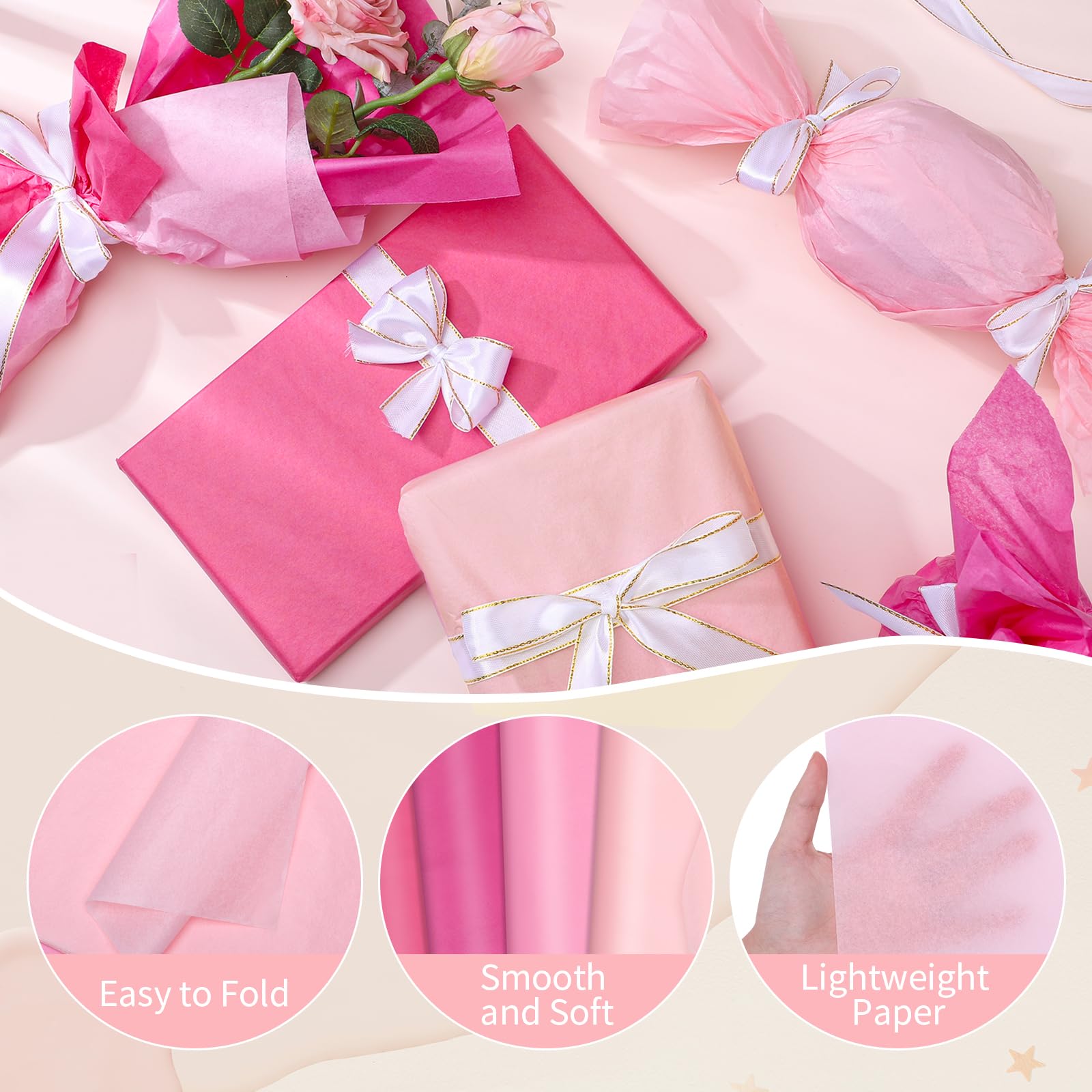 woric bolsa de regalo rellena con papel rosa para presentación profesional