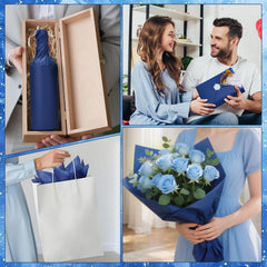 woric flor hecha a mano con papel tissue azul demostrando versatilidad creativa