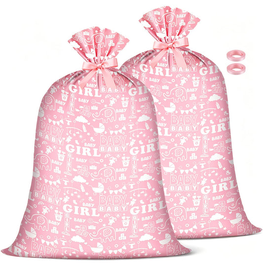 woric vista frontal de la bolsa jumbo rosa con diseño festivo y cierre rápido