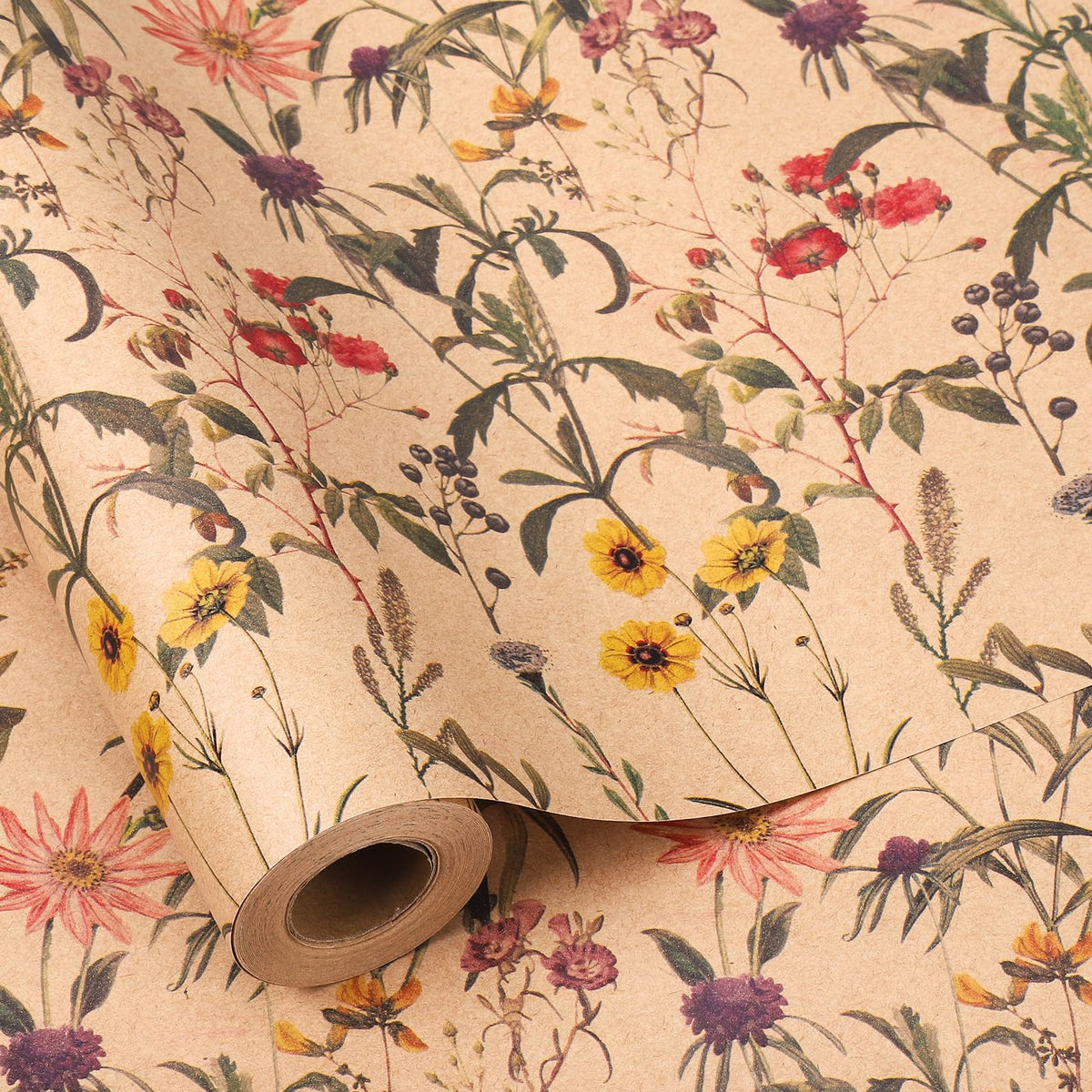 woric vista frontal del rollo floral muestra diseño elegante