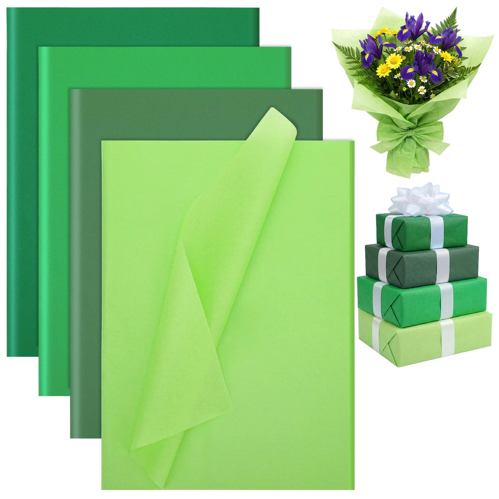 woric paquete frontal mostrando 160 hojas y colores verdes, ideal para envolver