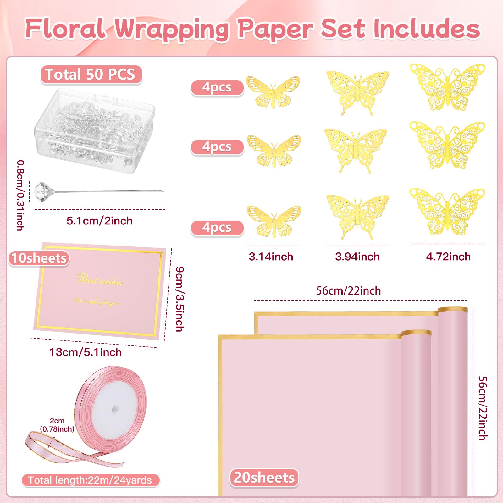 woric detalle del papel rosa con borde dorado que resalta durabilidad y elegancia