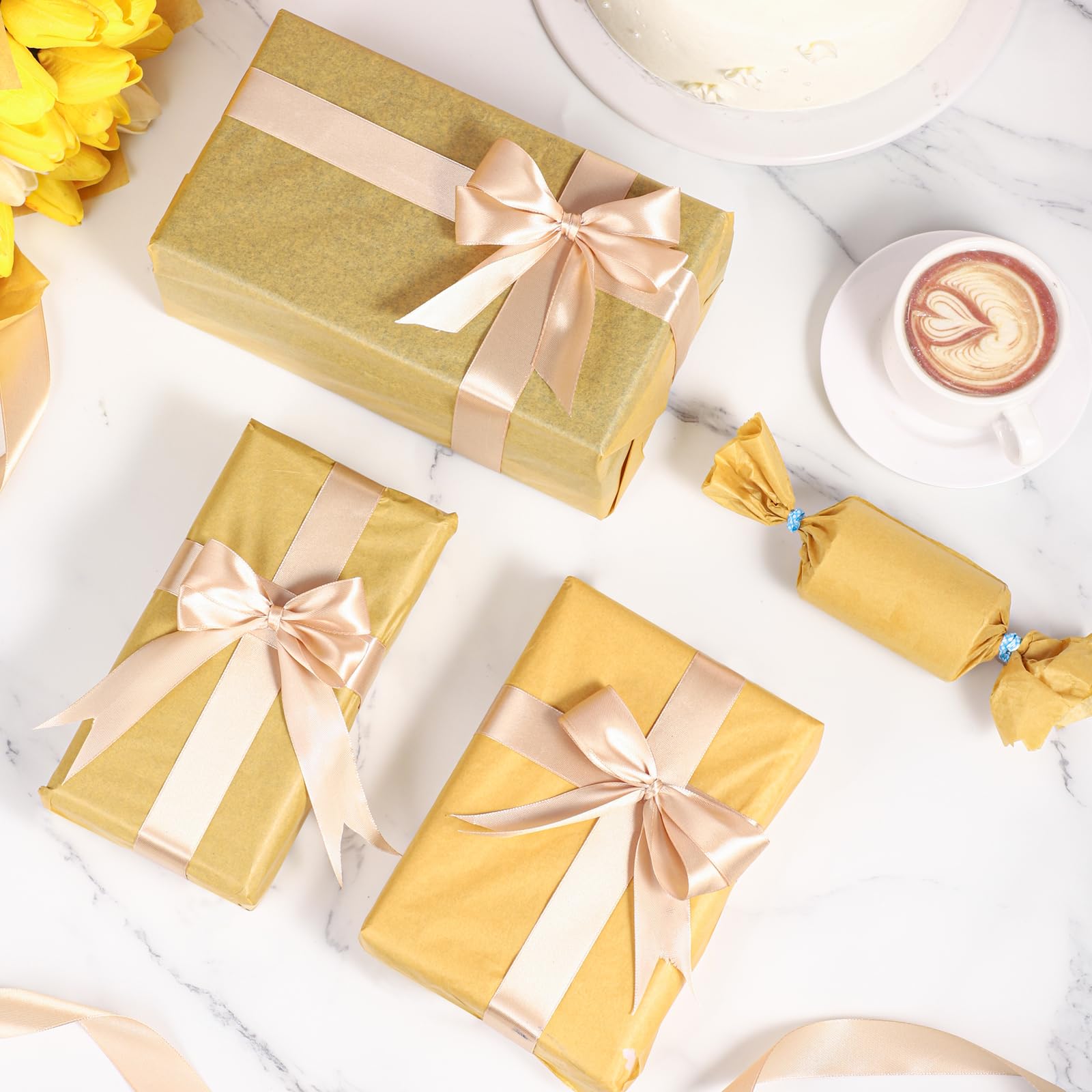 woric papel seda dorado en bolsa de regalo, realza la presentación