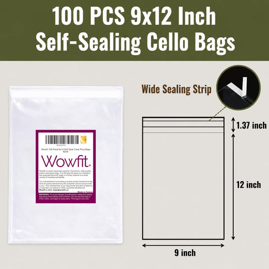 Wowfit bolsa transparente con camiseta plegada, exhibe producto limpio