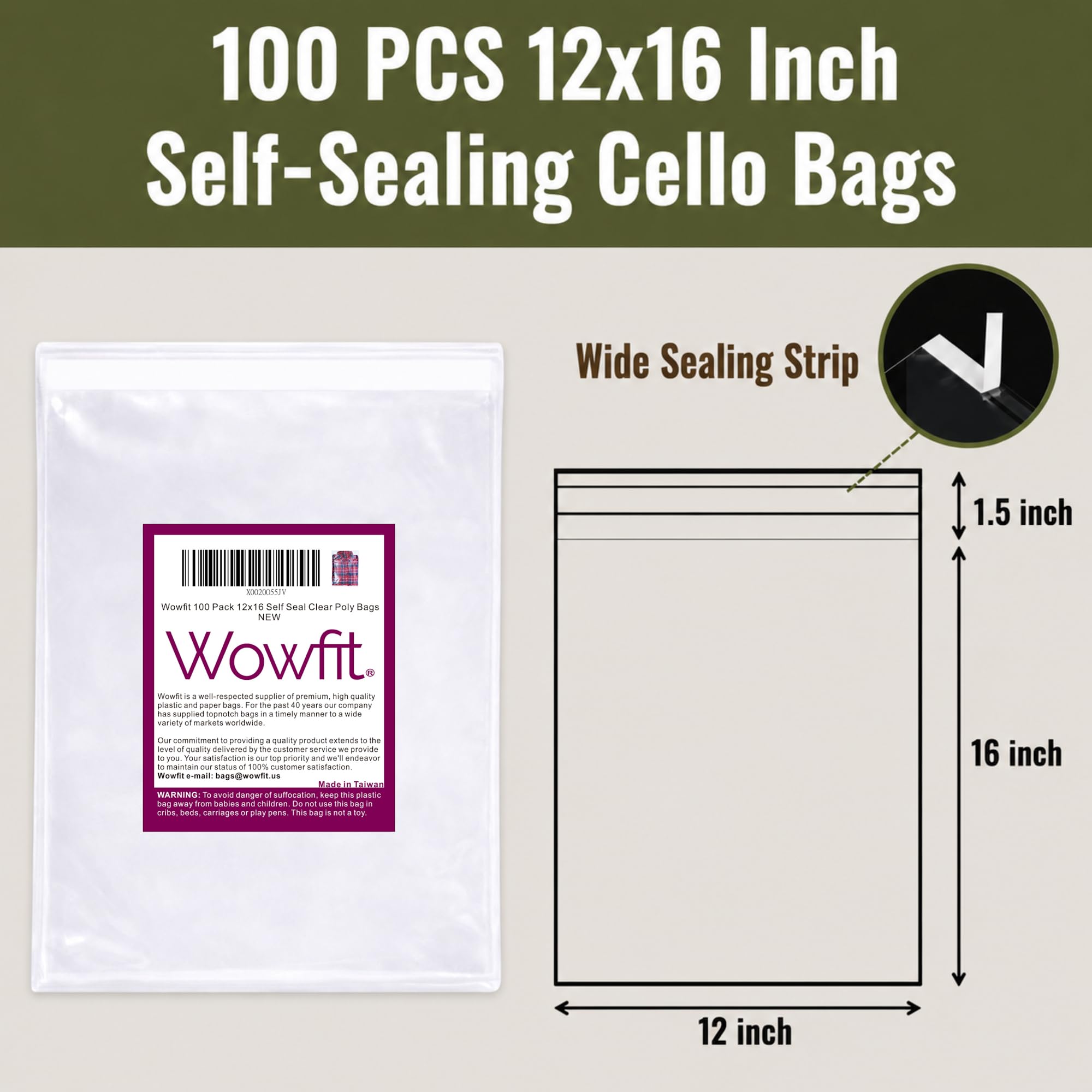 Wowfit primer plano del material OPP transparente y resistente