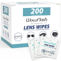 Wowflash envase frontal mostrando 200 toallitas, práctico y económico