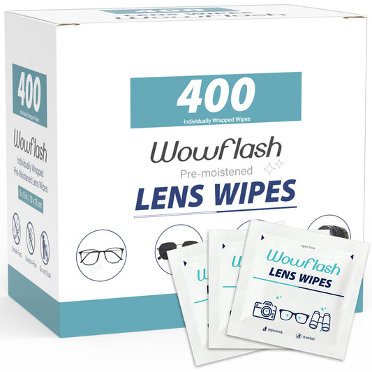 Wowflash frente del envase con 400 toallitas, solución práctica para limpieza diaria