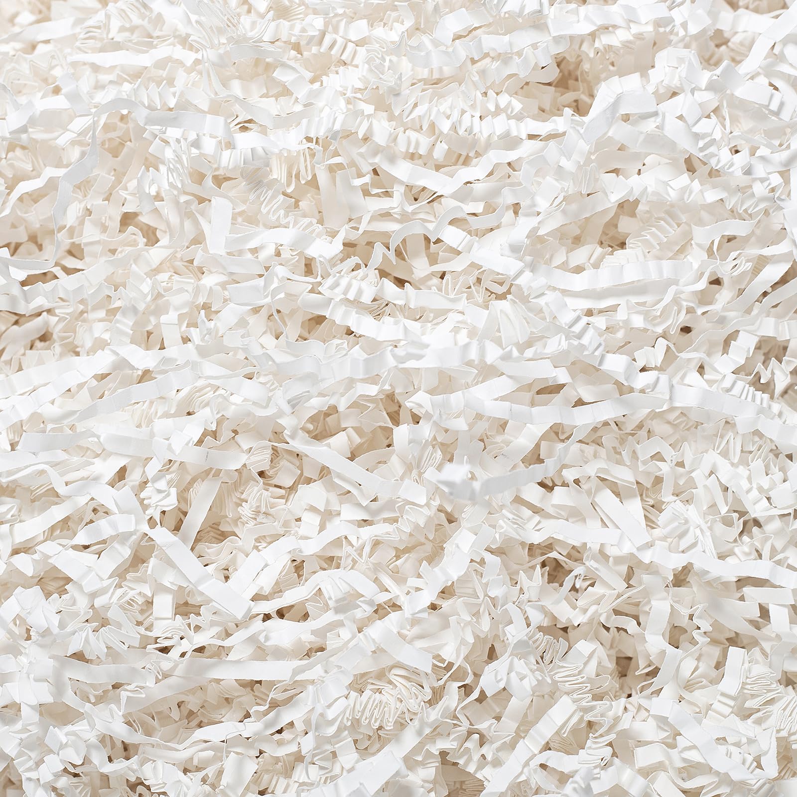 Wowxyz empaque frontal del papel rizado blanco mostrando cantidad y uso