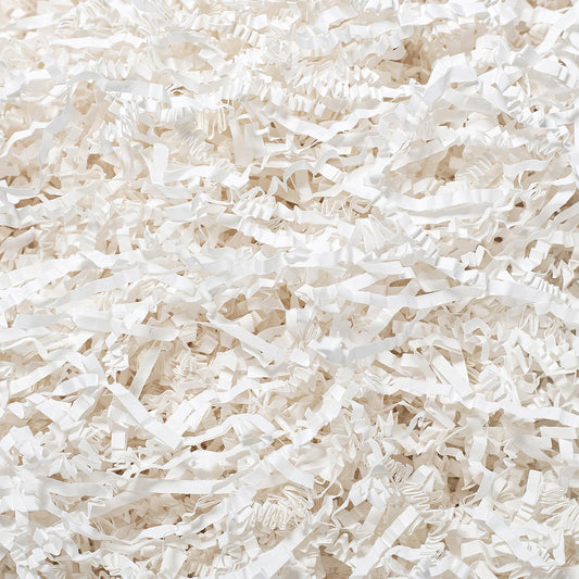 Wowxyz empaque frontal del papel rizado blanco mostrando cantidad y uso