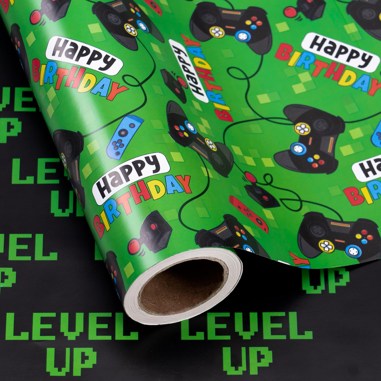 WRAPAHOLIC reverso LEVEL UP verde sobre negro, aspecto temático claro