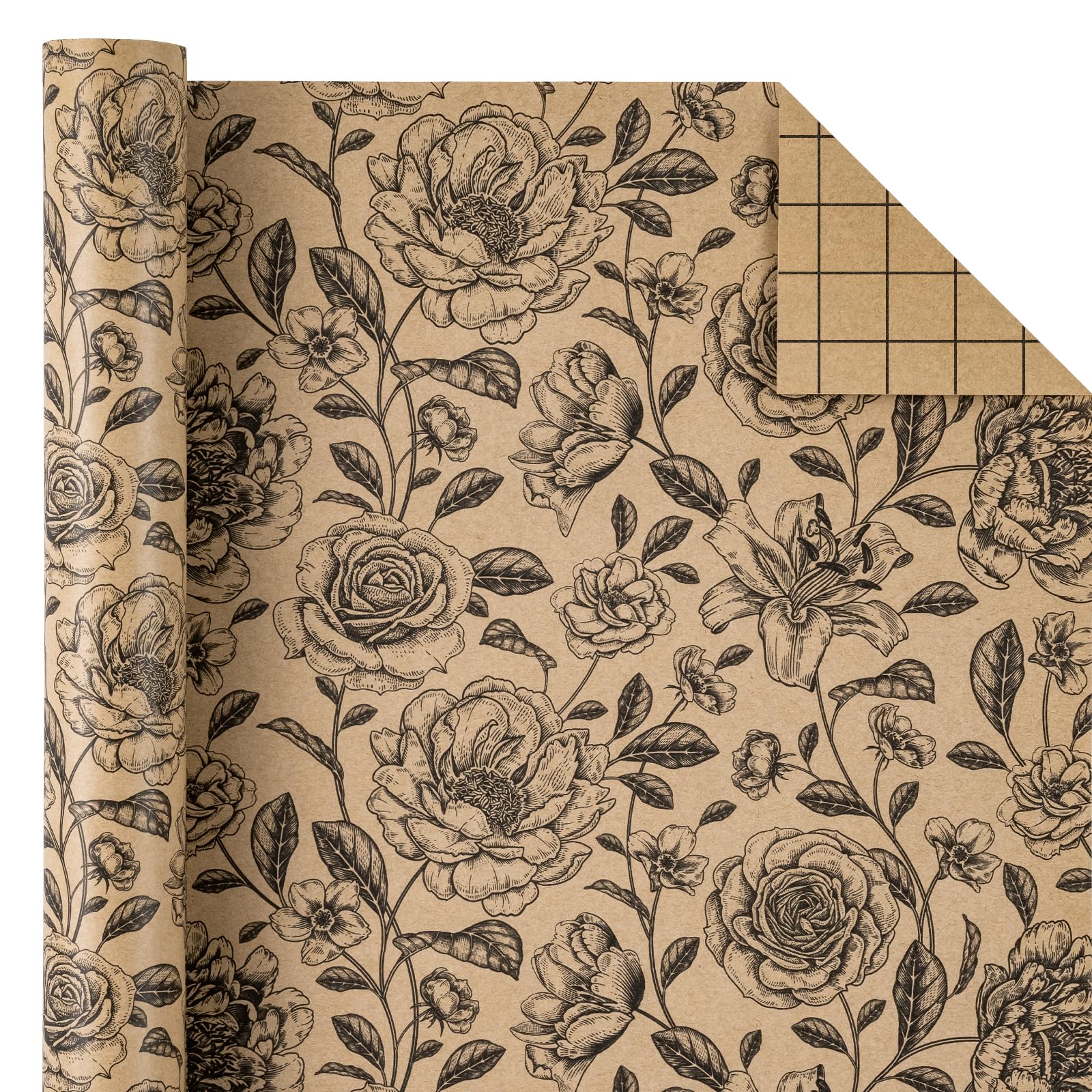 WRAPAHOLIC detalle del estampado floral negro vintage aporta elegancia