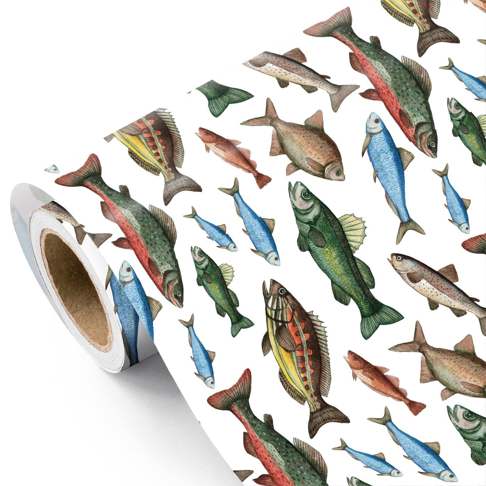 WRAPAHOLIC vista frontal del rollo con diseño marino, opción elegante para regalos