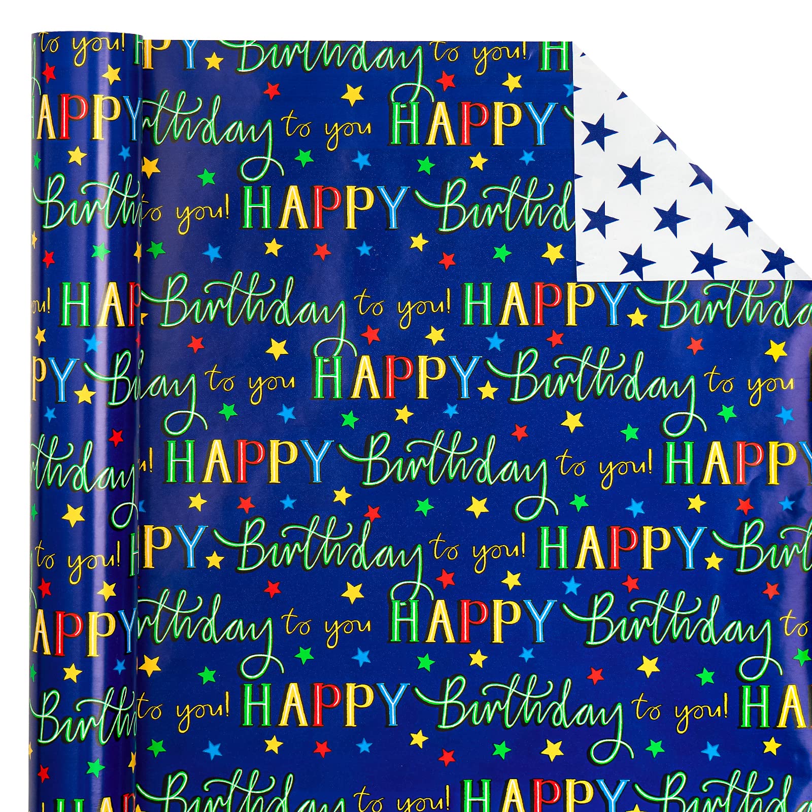 WRAPAHOLIC reverso con patrón de estrellas navy ideal para envoltorios sobrios y temáticos