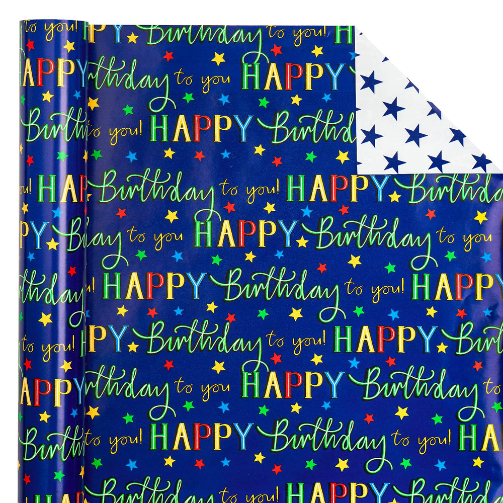 WRAPAHOLIC reverso con patrón de estrellas navy ideal para envoltorios sobrios y temáticos