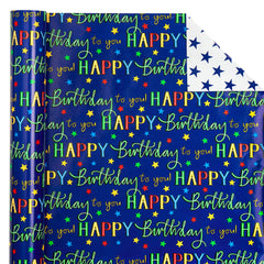 WRAPAHOLIC reverso con patrón de estrellas navy ideal para envoltorios sobrios y temáticos
