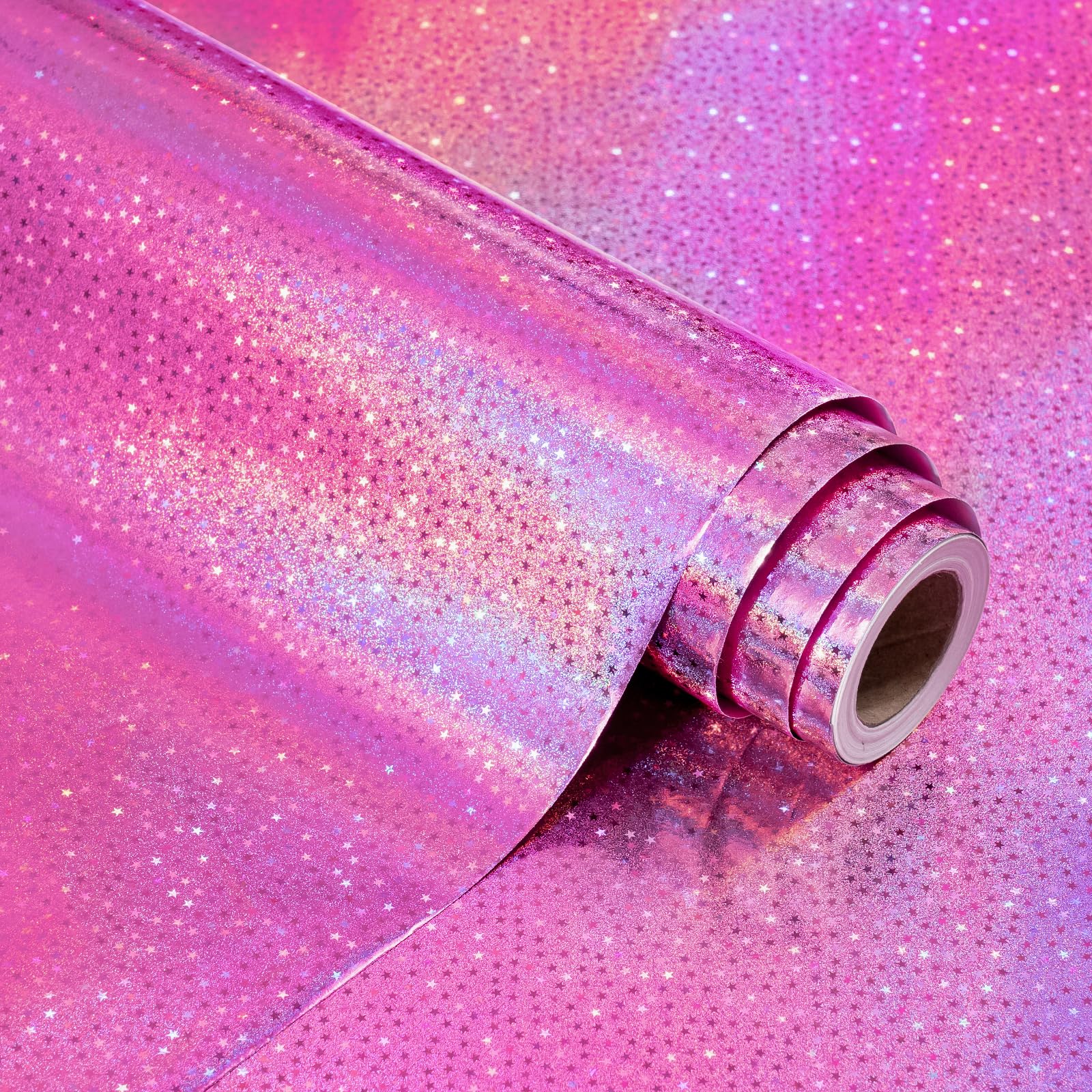 WRAPAHOLIC primer plano textura holográfica, muestra efecto arcoíris
