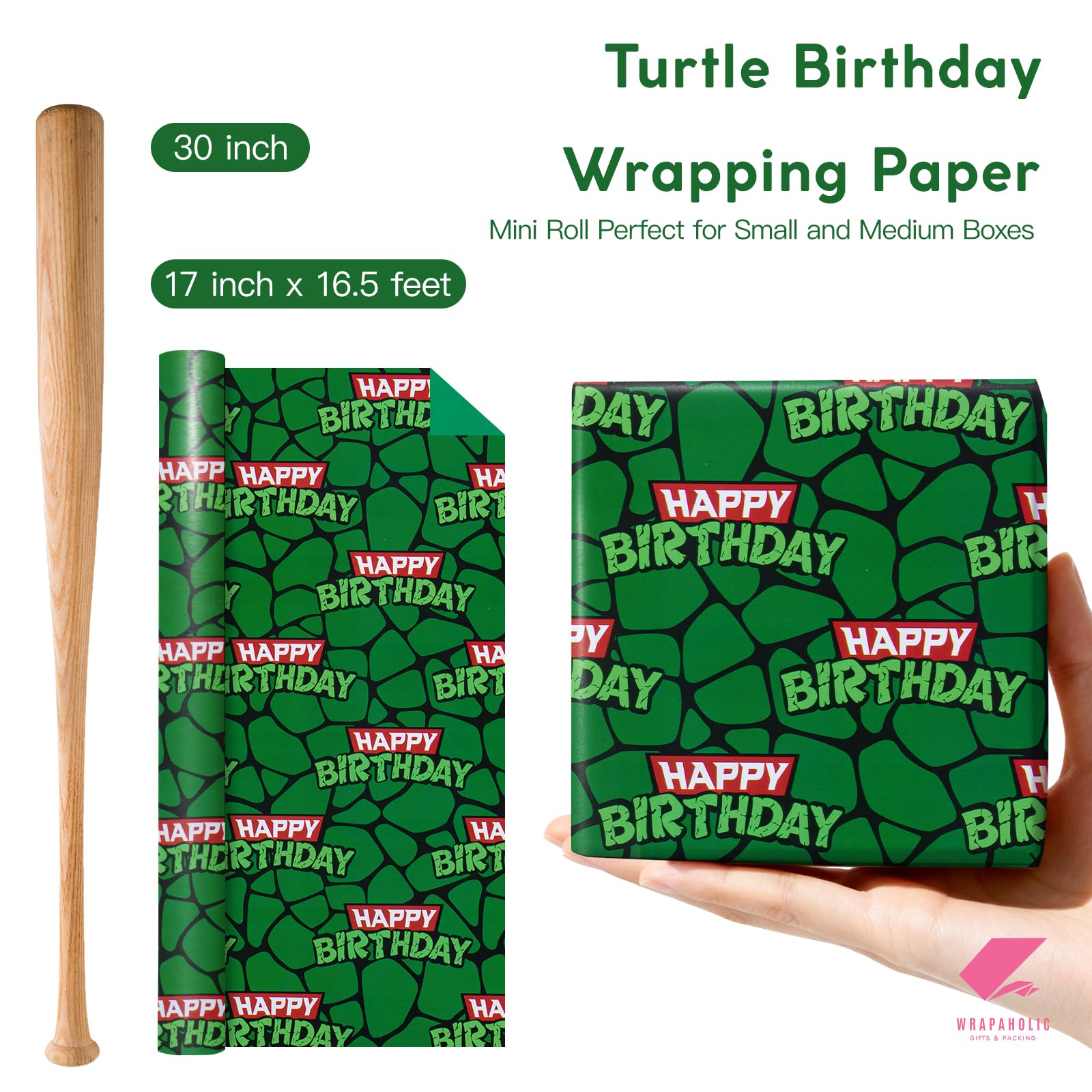 WRAPAHOLIC regalo envuelto con diseño tortuga que luce divertido y profesional