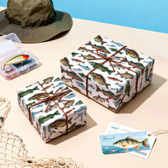 WRAPAHOLIC primer plano de ilustraciones de peces, aporta estilo vintage atractivo