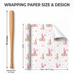 WRAPLULU primer plano del número 1 y motivos conejita para decoración de cumpleaños