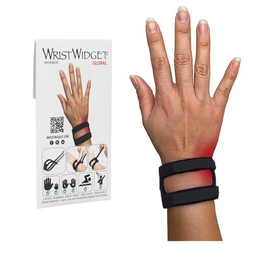 WristWidget frente del empaque mostrando diseño y beneficios