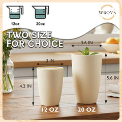 Vasos Wrova en mesa de comedor en uso, prácticos y seguros para toda la familia