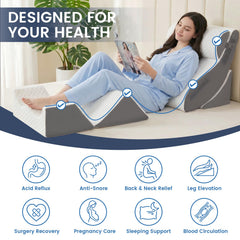 WSOFRLAC persona leyendo en cama usando cuña, mejora postura y comodidad