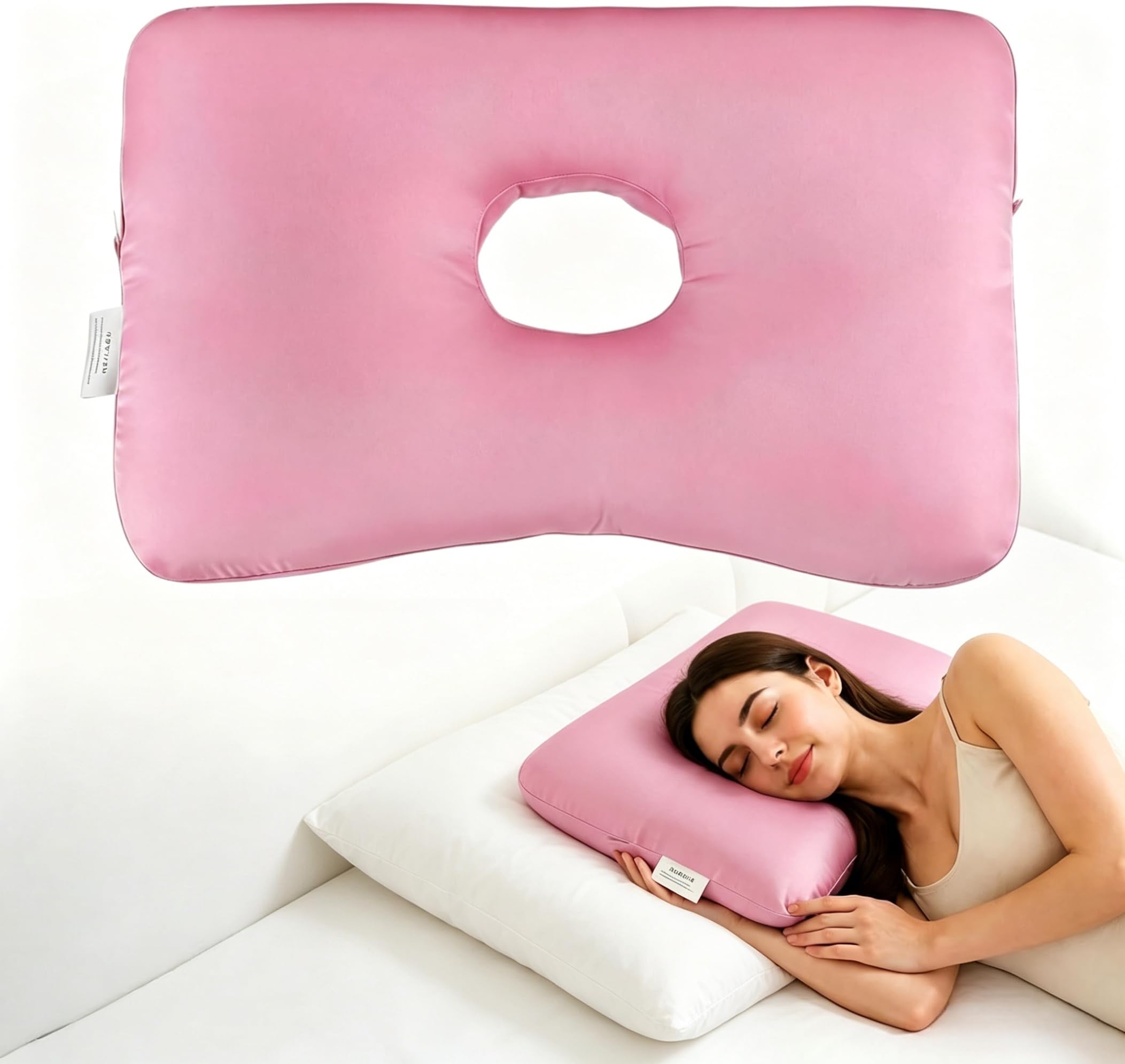 WTIVAZKW vista frontal del cojín donut mostrando forma y color rosa, protección cómoda