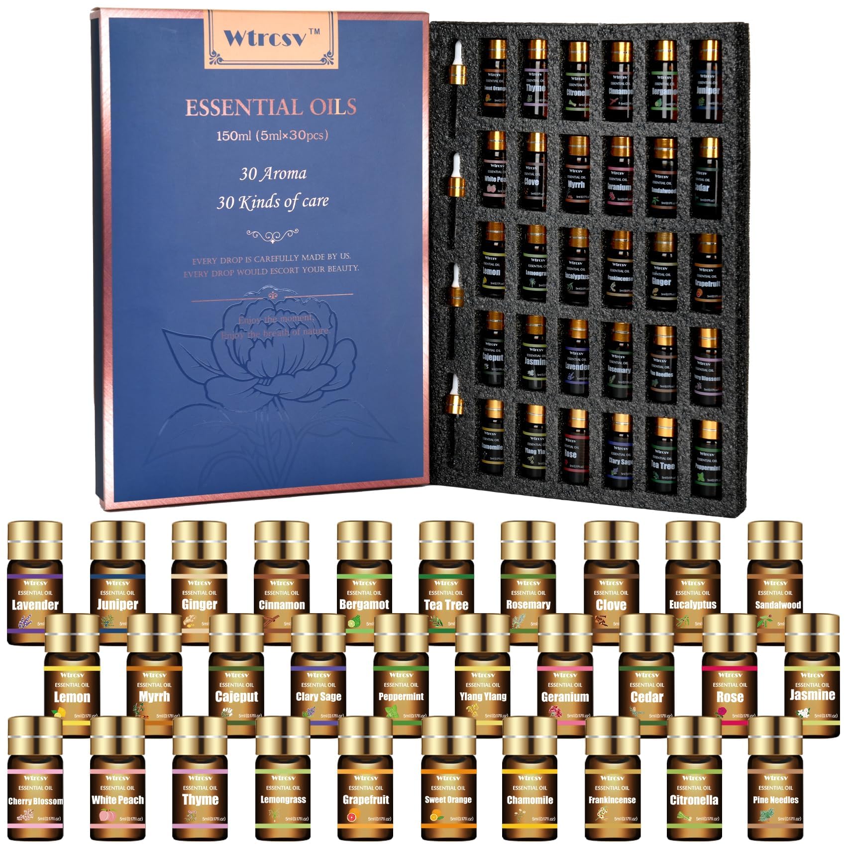 Wtrcsv caja exterior elegante que protege los 30 aceites esenciales y facilita el regalo
