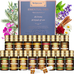 Wtrcsv caja frontal mostrando 15 aceites, ideal como regalo
