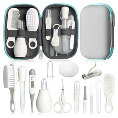 WXA kit de aseo frontal mostrando todas las 14 piezas organizado y listo