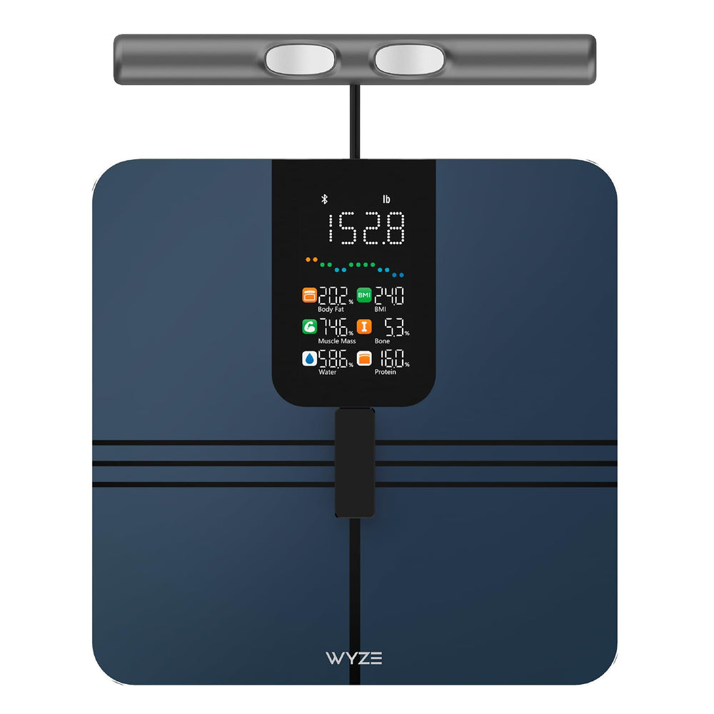 WYZE SCALE vista frontal de la báscula mostrando su diseño y precisión
