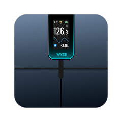 Wyze SCALE vista frontal con pantalla grande y lectura clara
