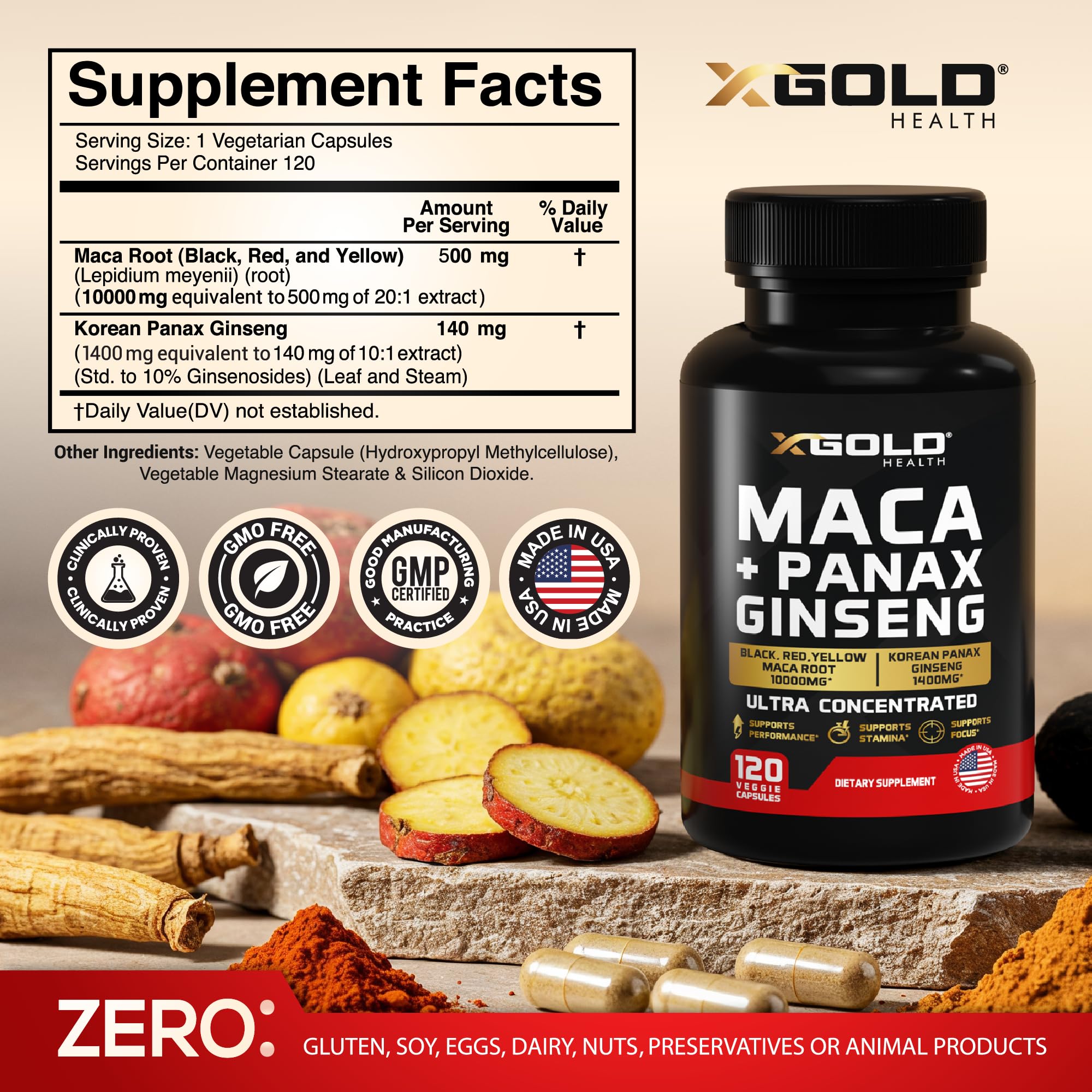X Gold Health cápsulas cerca destacando tamaño práctico y fácil dosificación