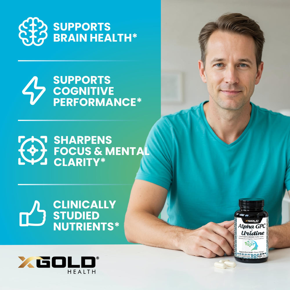 X Gold Health cápsulas en mano para mostrar tamaño y escala útil