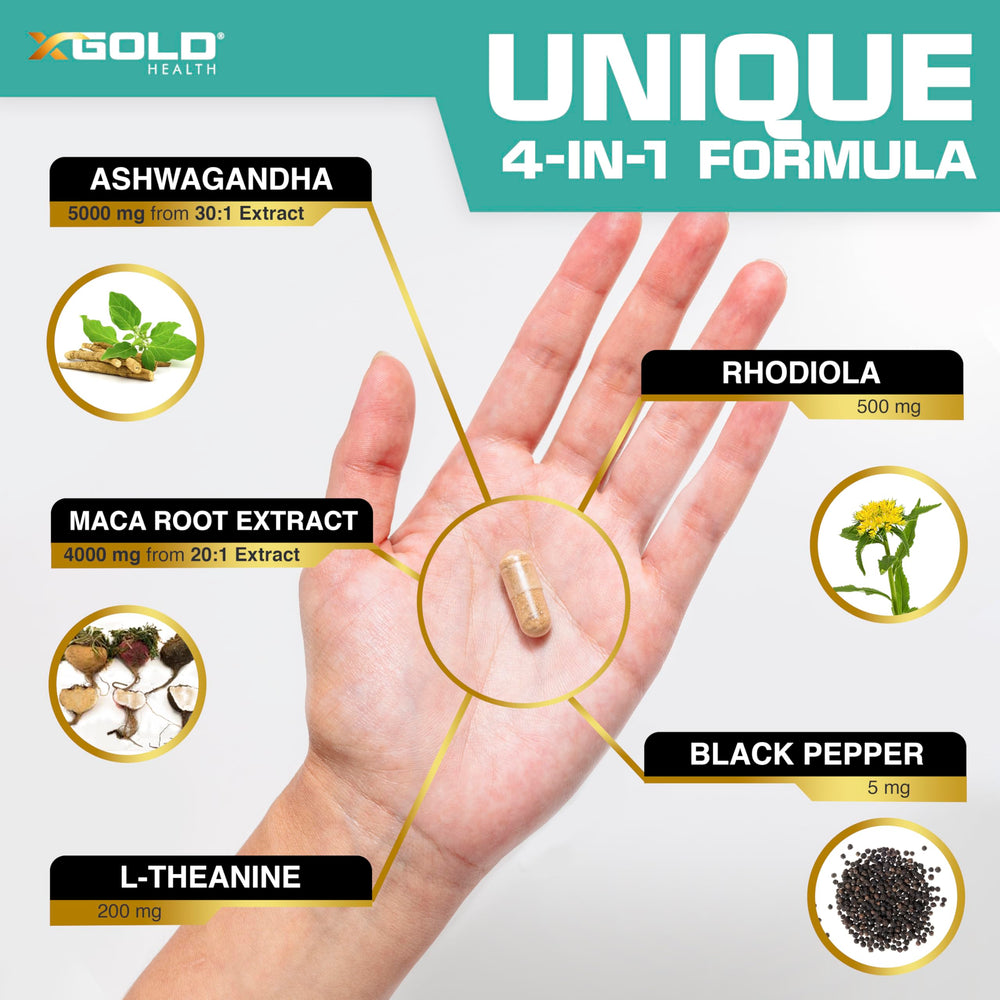 X Gold Health cápsulas en mano para comparar tamaño y dosis fácil de tomar