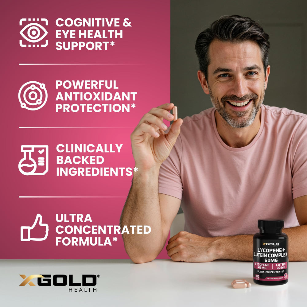 X Gold Health cápsulas en mano ilustrando la cantidad por dosis y facilidad