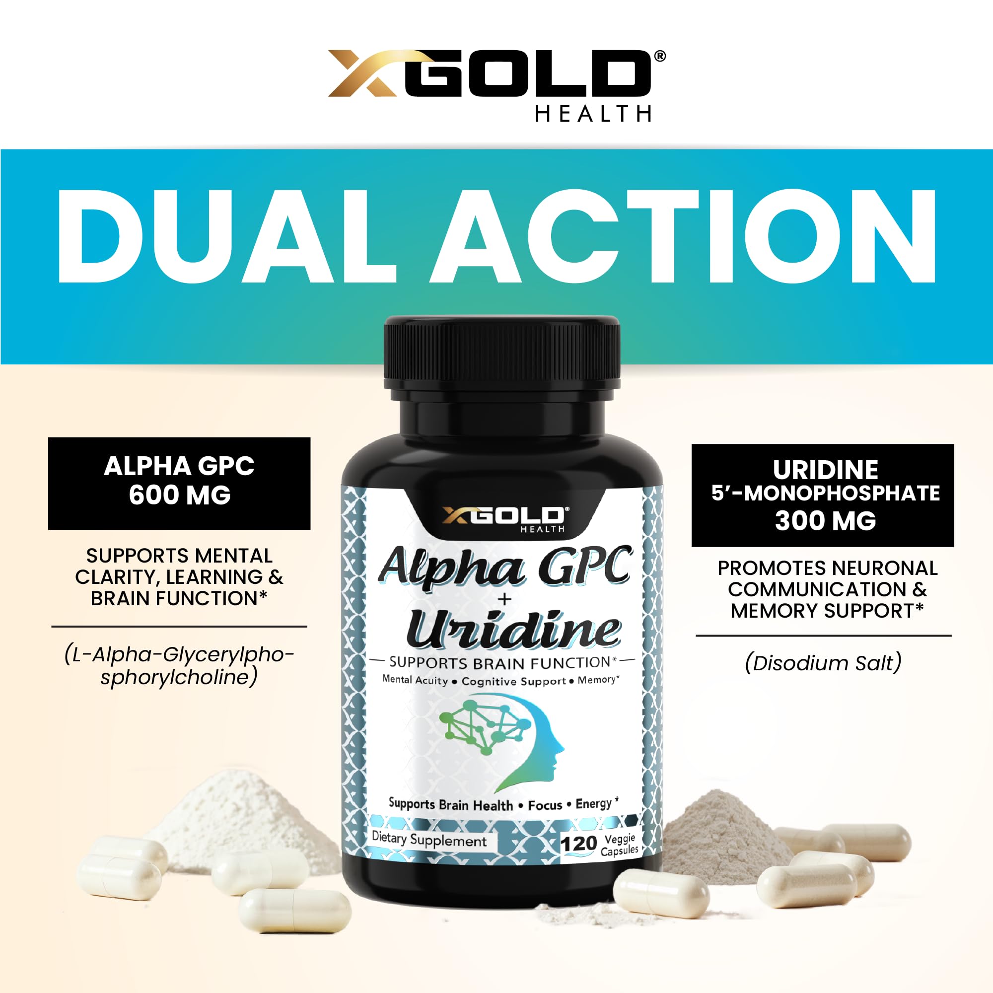 X Gold Health cápsulas vegetales textura y acabado fácil de tragar